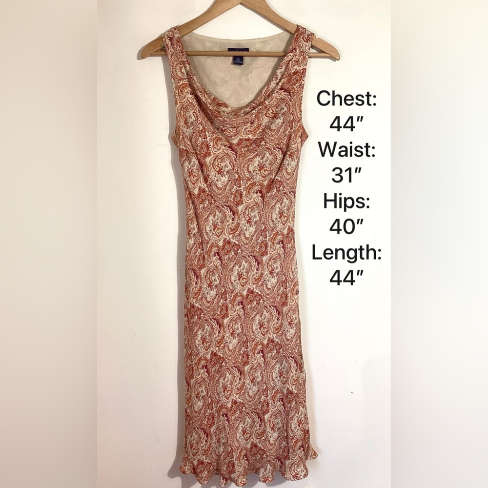 Vintage Y2K Silk Slip Dress Size 12 Cowl Neck Drape Romantic Fairycore Paisley - Picture 5 of 14